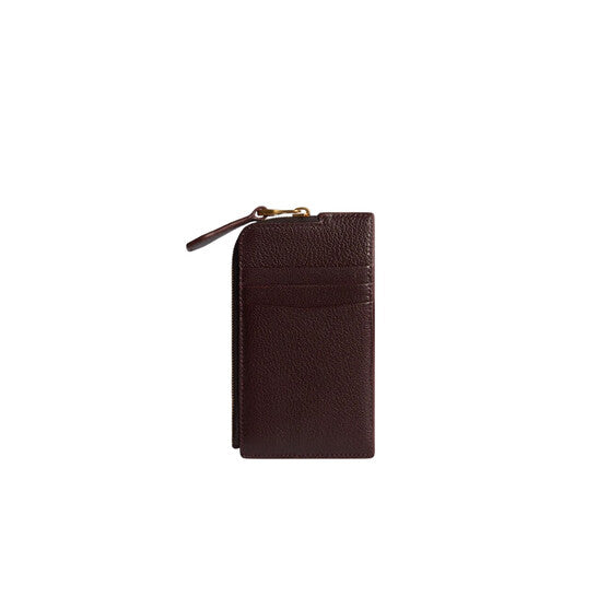 Burgundy Duke Fine Zip Leather Card Case