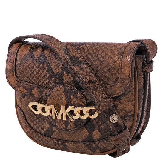 Snakeskin Effect Saddle Crossbody Bag