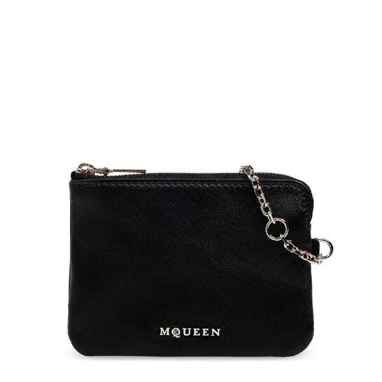 Black / Silver Ladies Leather Sling Card Holder