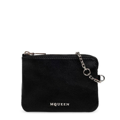 Black / Silver Ladies Leather Sling Card Holder