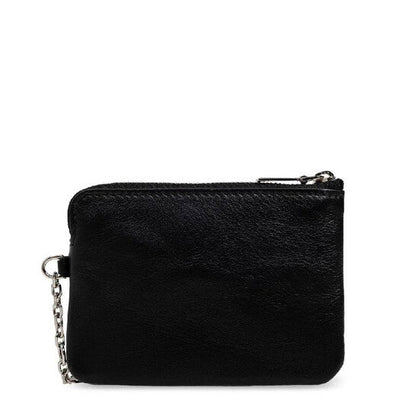Black / Silver Ladies Leather Sling Card Holder