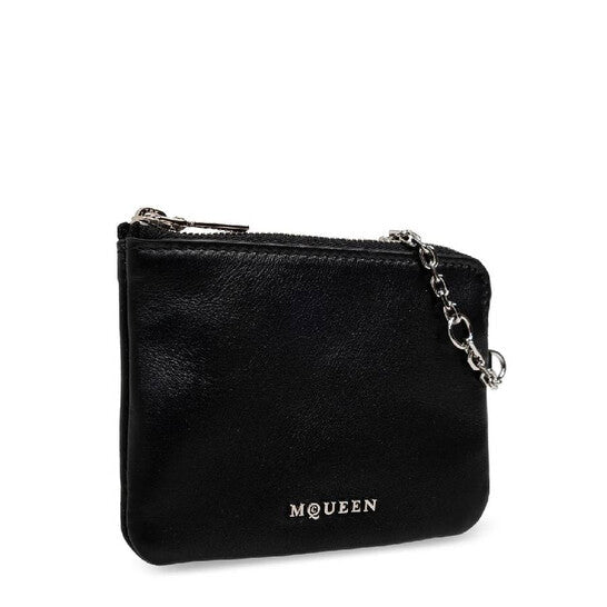 Black / Silver Ladies Leather Sling Card Holder