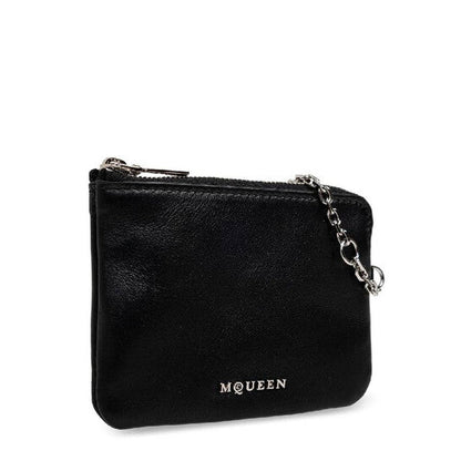 Black / Silver Ladies Leather Sling Card Holder