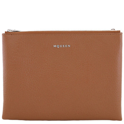 Ladies Pecan / Silver Logo-Plaque Clutch
