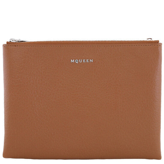 Ladies Pecan / Silver Logo-Plaque Clutch
