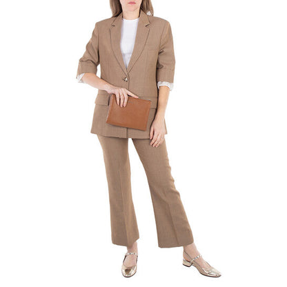 Ladies Pecan / Silver Logo-Plaque Clutch
