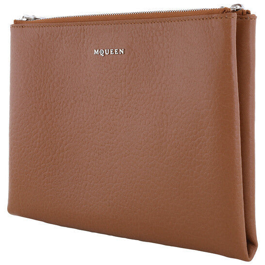 Ladies Pecan / Silver Logo-Plaque Clutch