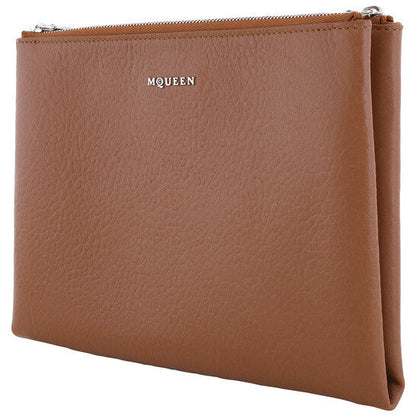 Ladies Pecan / Silver Logo-Plaque Clutch