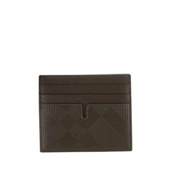 Check Pattern Leather Card Case
