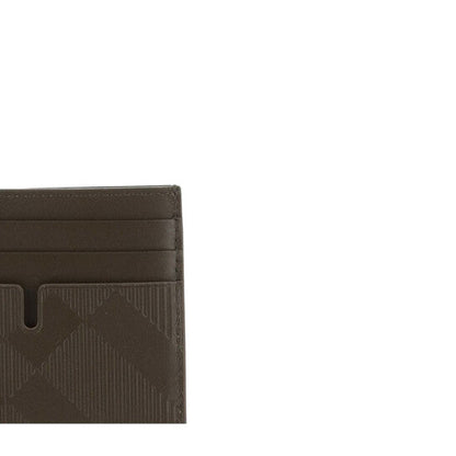 Check Pattern Leather Card Case