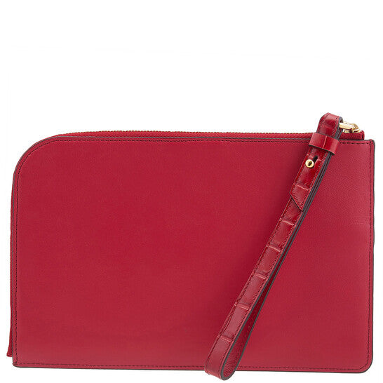 C Croc Embossed Leather Pouch