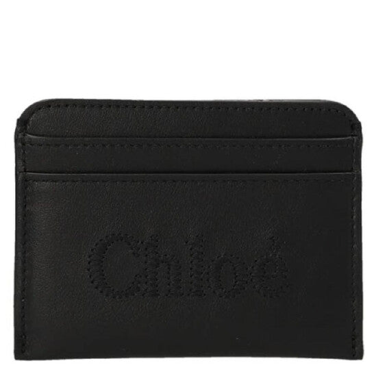 Embroidered Logo Sense Card Holder In Soft Leather