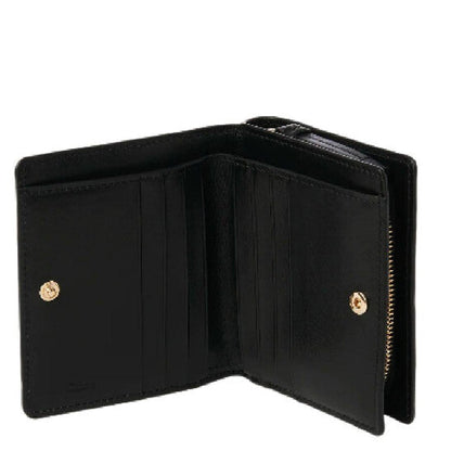 Soft Leather Logo Embroidered Sense Compact Wallet