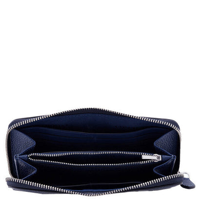 Deep Blue Accordion Wallet With Graphic
