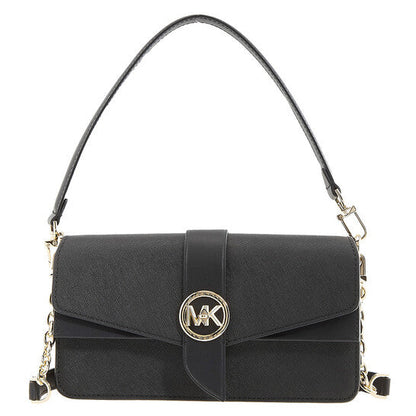 Ladies Greenwich Medium Saffiano Leather Shoulder Bag - Black