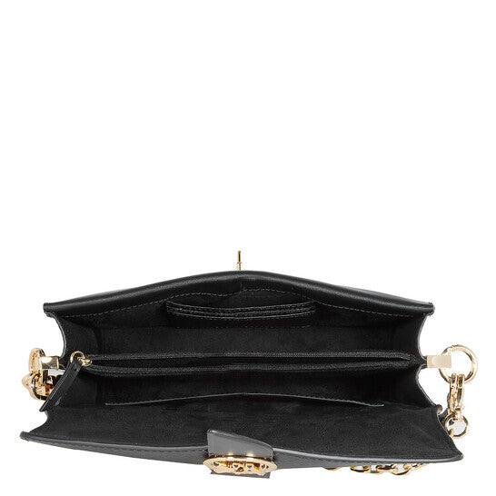 Ladies Greenwich Medium Saffiano Leather Shoulder Bag - Black