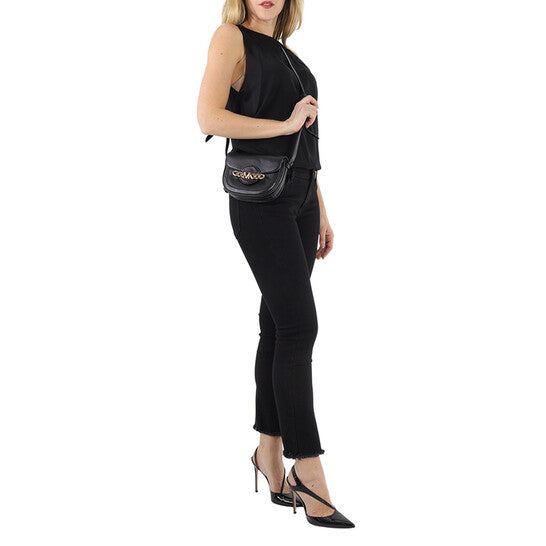 Ladies Hally Extra-Small Embellished Leather Crossbody Bag - Black