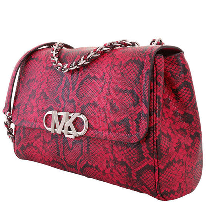 Snake Embossed Leather Shoulder Bag