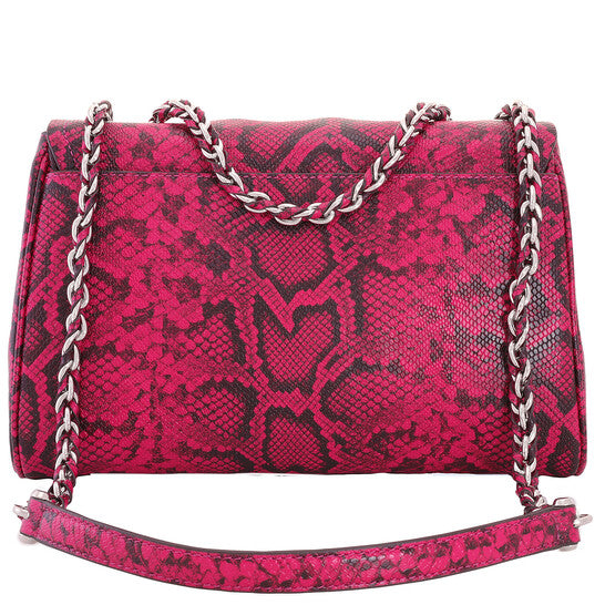 Snake Embossed Leather Shoulder Bag