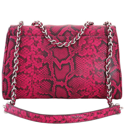 Snake Embossed Leather Shoulder Bag