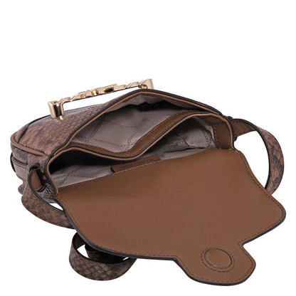 Snakeskin Effect Saddle Crossbody Bag