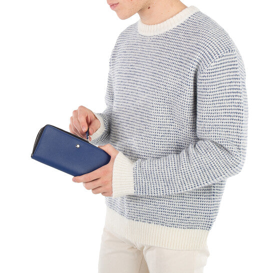 Blue Calfskin Sartorial Phone Pouch